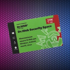 Антивирус Dr.Web Security Space, подписка на 1 год на 2 ПК, карточка
